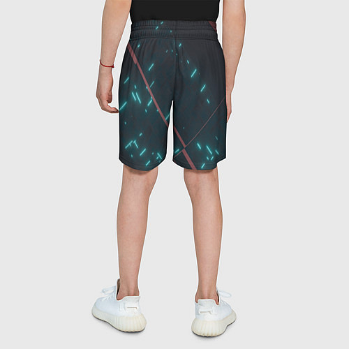 Детские шорты Неоновые линии в полной темноте / 3D-принт – фото 4