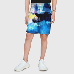 Шорты детские Polygon blue abstract collection, цвет: 3D-принт — фото 2