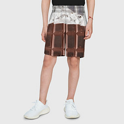 Шорты детские Темная плитка шоколада в обертке, цвет: 3D-принт — фото 2