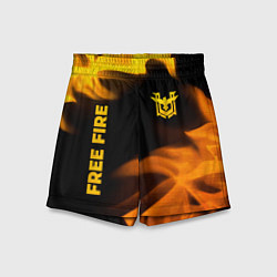 Детские шорты Free Fire - gold gradient: надпись, символ