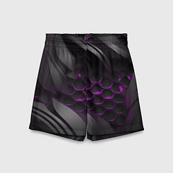 Шорты детские Черные объекты с фиолетовой сеткой, цвет: 3D-принт