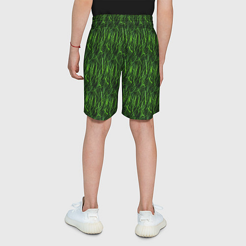 Детские шорты Сочный узор из зеленой травки / 3D-принт – фото 4