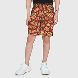 Шорты детские Кусочки пиццы ассорти - акварельный паттерн, цвет: 3D-принт — фото 2
