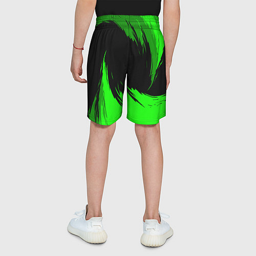 Детские шорты Шкода - зеленые штрихи / 3D-принт – фото 4