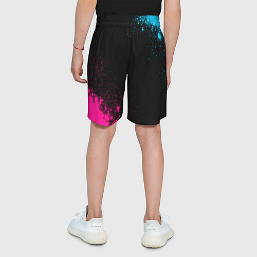 Детские шорты Black Clover - neon gradient: надпись, символ / 3D-принт – фото 4