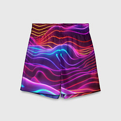 Шорты детские Цветные неоновые волны, цвет: 3D-принт