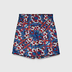 Шорты детские Красно-сине-белые цветы, цвет: 3D-принт