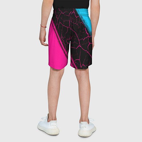 Детские шорты Minecraft - neon gradient: надпись, символ / 3D-принт – фото 4