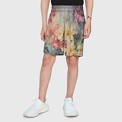 Шорты детские Акварельные лилии, цвет: 3D-принт — фото 2