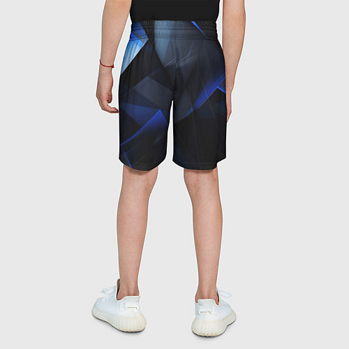 Детские шорты Черная и голубая текстура / 3D-принт – фото 4