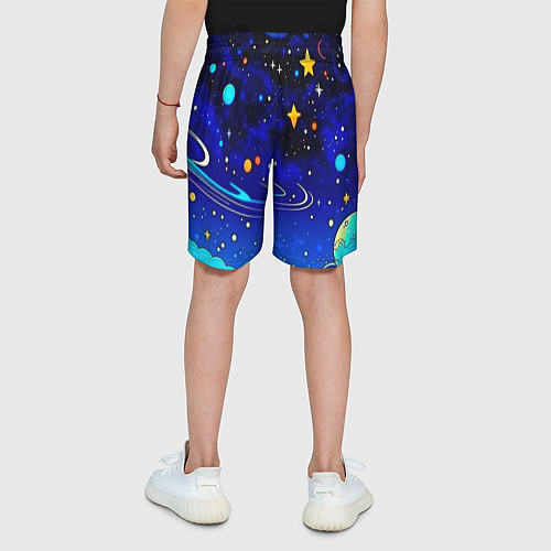 Детские шорты Мультяшный космос темно-синий / 3D-принт – фото 4