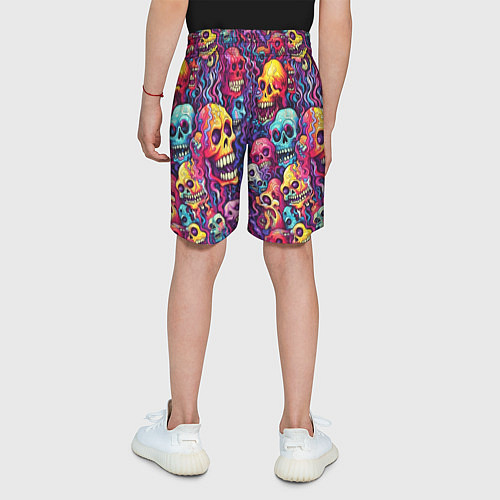 Детские шорты Кислотные деформированные черепа / 3D-принт – фото 4