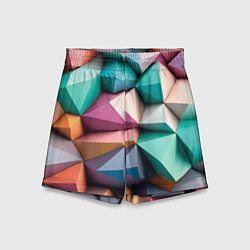 Шорты детские Полигональные объемные кубы и тетраэдры в пастельн, цвет: 3D-принт