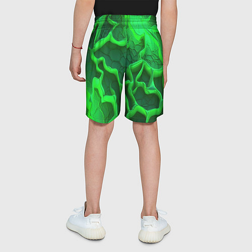 Детские шорты Объемные зеленые линии / 3D-принт – фото 4