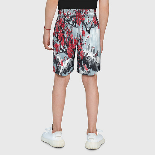 Детские шорты Лепестки цветущей вишни - сакура / 3D-принт – фото 4