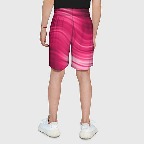 Детские шорты Абстрактный волнистый узор в красно-розовых тонах / 3D-принт – фото 4