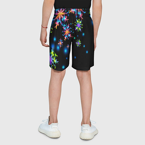 Детские шорты Неоновые снежинки - Новый год / 3D-принт – фото 4