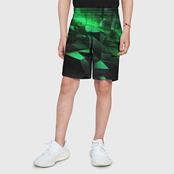 Шорты детские Зеленые квадратные плиты, цвет: 3D-принт — фото 2