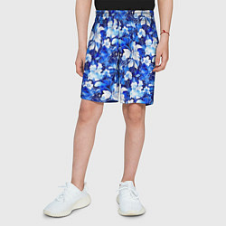 Шорты детские Голубой цветник, цвет: 3D-принт — фото 2