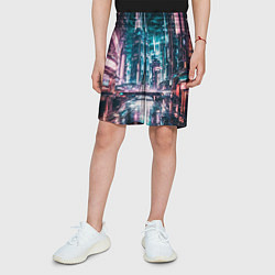 Шорты детские Город будущего узор, цвет: 3D-принт — фото 2
