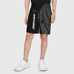 Шорты детские Jaguar speed на темном фоне со следами шин по-верт, цвет: 3D-принт — фото 2