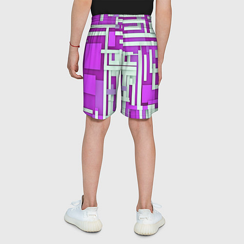 Детские шорты Полосы на фиолетовом фоне / 3D-принт – фото 4