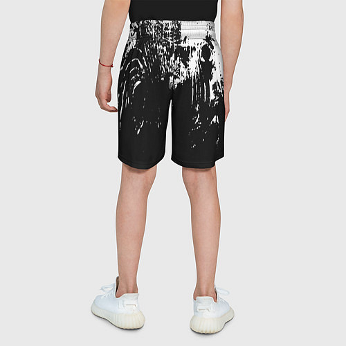 Детские шорты Черно-белый гранж текстуры дерева / 3D-принт – фото 4