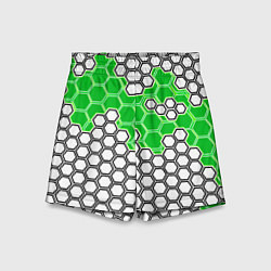Шорты детские Зелёная энерго-броня из шестиугольников, цвет: 3D-принт