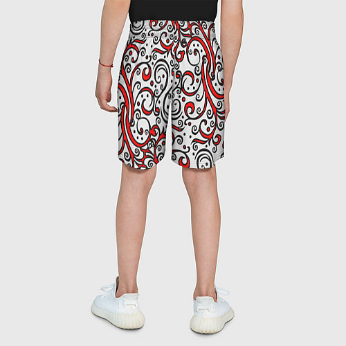 Детские шорты Красный кружевной узор / 3D-принт – фото 4