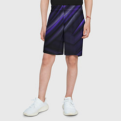Шорты детские Черный фиолетовый фон с абстракцией, цвет: 3D-принт — фото 2