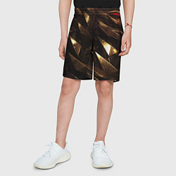 Шорты детские Золотые камни абстракт, цвет: 3D-принт — фото 2