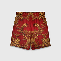 Детские шорты Золотые узоры на красном