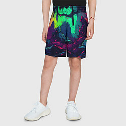 Шорты детские Кислотные абстракт, цвет: 3D-принт — фото 2