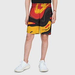 Шорты детские Красные желтые оранжевые пятна краски, цвет: 3D-принт — фото 2