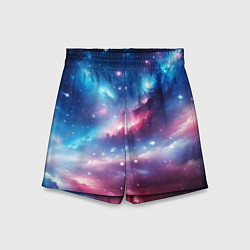 Шорты детские Розово-голубой космический пейзаж, цвет: 3D-принт