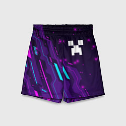 Шорты детские Minecraft neon gaming, цвет: 3D-принт