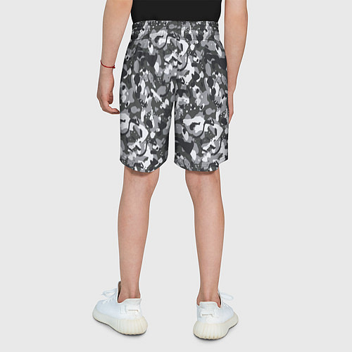 Детские шорты Серый пиксельный камуфляж / 3D-принт – фото 4