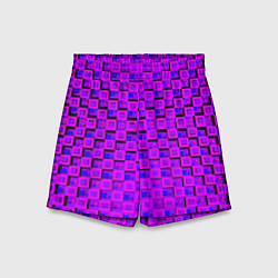 Шорты детские Фиолетовые квадраты на чёрном фоне, цвет: 3D-принт