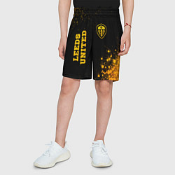 Шорты детские Leeds United - gold gradient вертикально, цвет: 3D-принт — фото 2