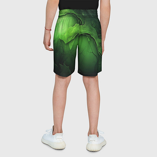 Детские шорты Зеленая яркая абстрактная текстура / 3D-принт – фото 4