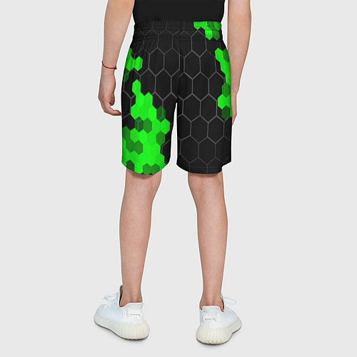 Детские шорты BYD green sport hexagon / 3D-принт – фото 4