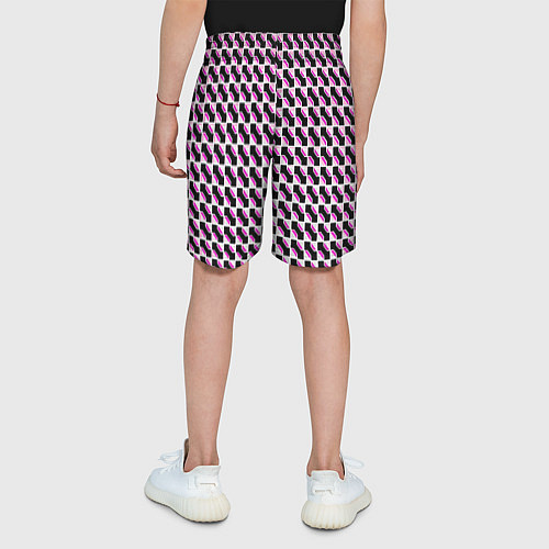 Детские шорты Чёрно-розовые ячейки / 3D-принт – фото 4