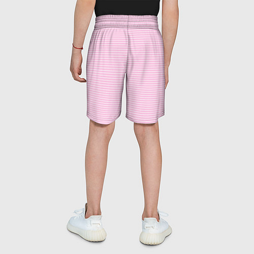 Детские шорты Светлый розовый в белую полоску / 3D-принт – фото 4