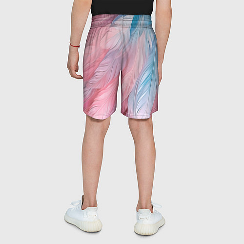 Детские шорты Пастельно-голубые и розовые перья / 3D-принт – фото 4