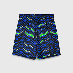 Детские шорты Чёрно-синий паттерн агрессивный