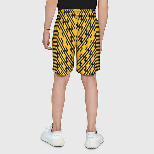 Детские шорты Чёрные полосы на жёлтом фоне / 3D-принт – фото 4