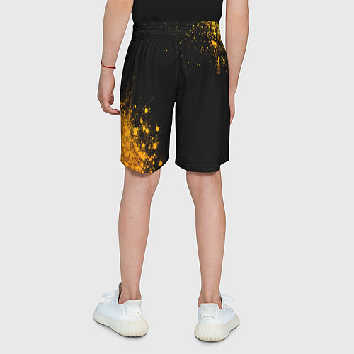 Детские шорты Bayer 04 - gold gradient вертикально / 3D-принт – фото 4