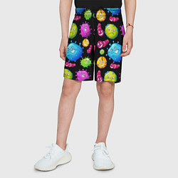 Шорты детские Смешные бактерии паттерн, цвет: 3D-принт — фото 2