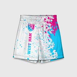 Детские шорты West Ham neon gradient style по-вертикали