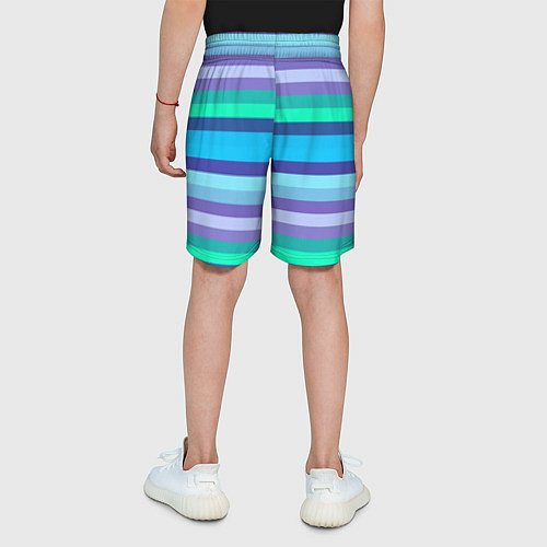 Детские шорты Горизонтальные полосы холодных цветов / 3D-принт – фото 4
